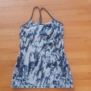 Lululemon Power Y Tank Size 6 Abstract design Sand/Grey/Black